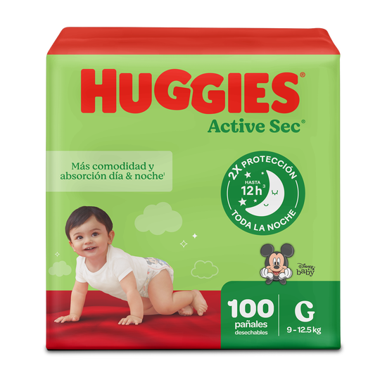 Pañales Huggies Active Sec Xtra-Flex Etapa 3/G, 100 Uds